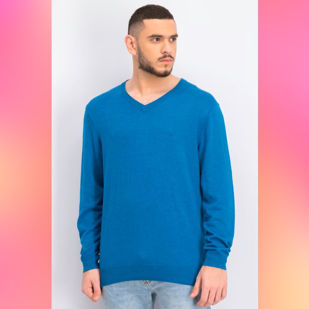 OLD NAVY Men's Lightweight V-Neck Long‎ Sleeve Sweater in Lake Blue Size XXL